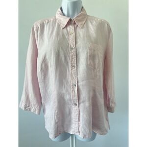 Women's Sz: XL Pink Linen Button Down Shirt by Ecologie (B47)